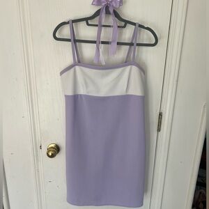 Vintage Y2K GAS Lavender Colorblock Mini Dress Made in USA L, EEEEUC